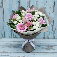 Букет цветов из:  Герберы, Альстромерии и Хризантемы в Кокошкино