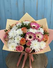 Букет цветов из:  Розы, Герберы и Хризантемы в Кокошкино