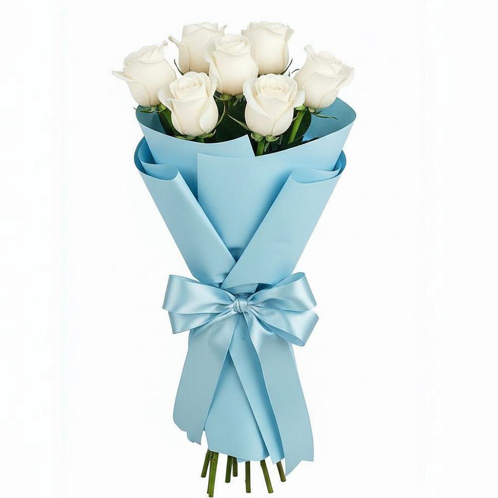 Букет 7 белых роз Проуд в Кокошкино