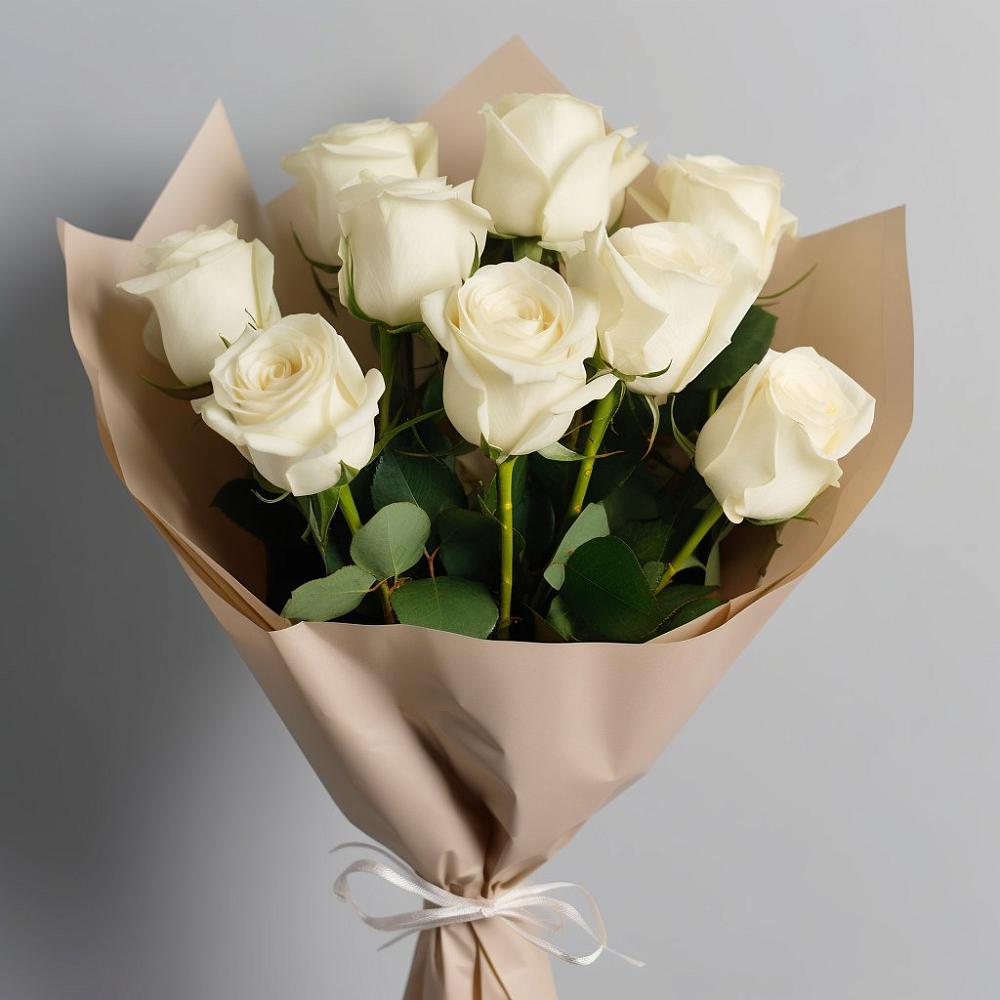 Букет 9 Белых роз Эдлесс Лав в Кокошкино