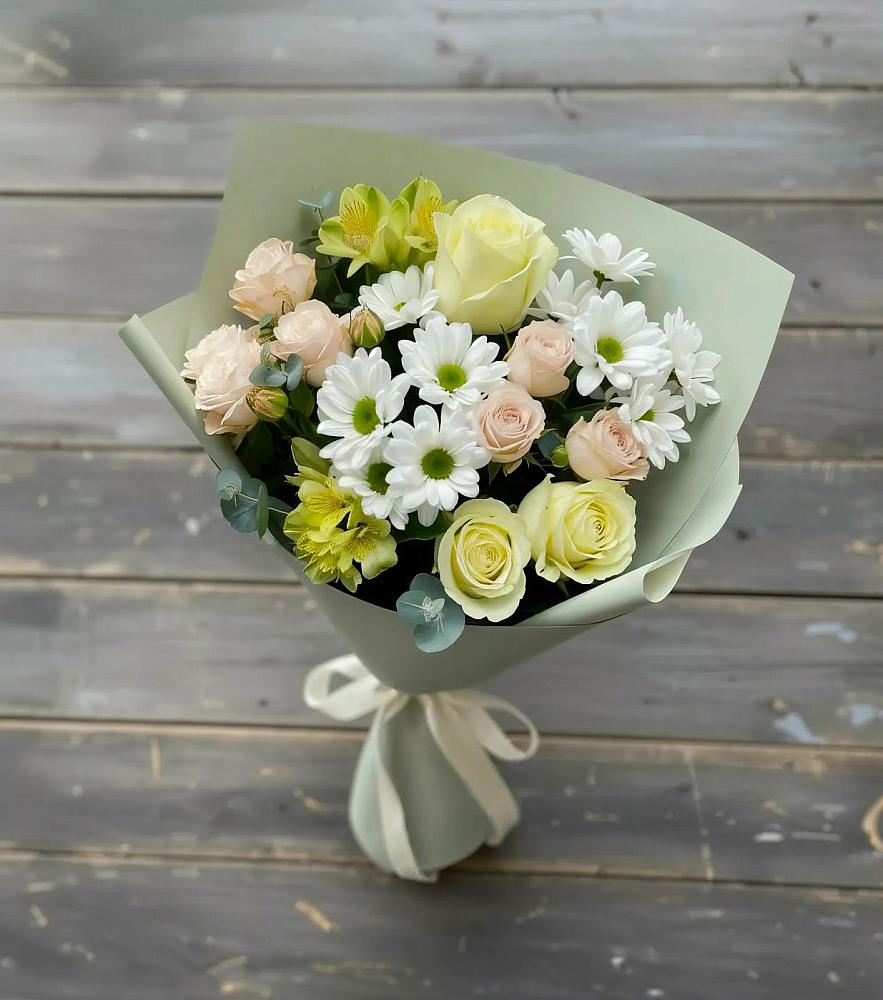 Букет цветов из: Альстромерии, Розы и Хризантемы в Кокошкино