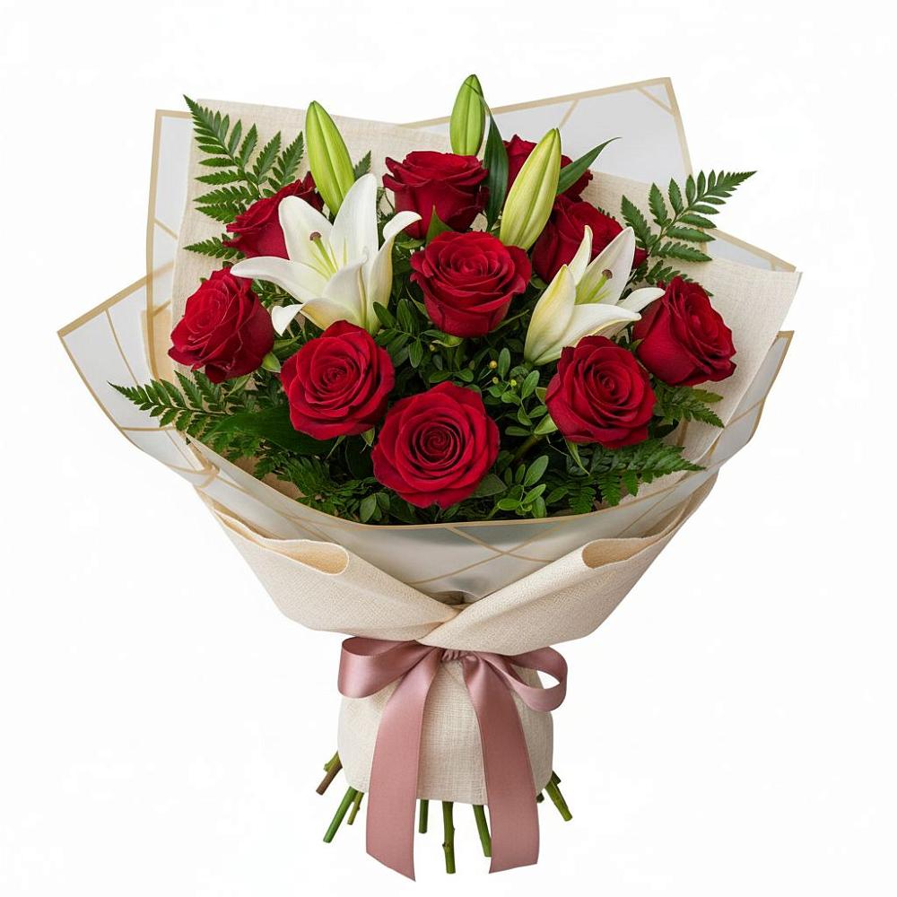 Букет цветов из: Лилии и Розы в Кокошкино