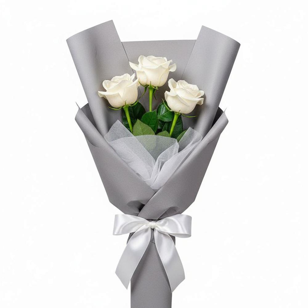 Букет 3 белые розы в Кокошкино