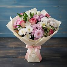 Букет цветов из:  Хризантемы, Альстромерии и Розы #REPLACE_PRED# Кокошкино