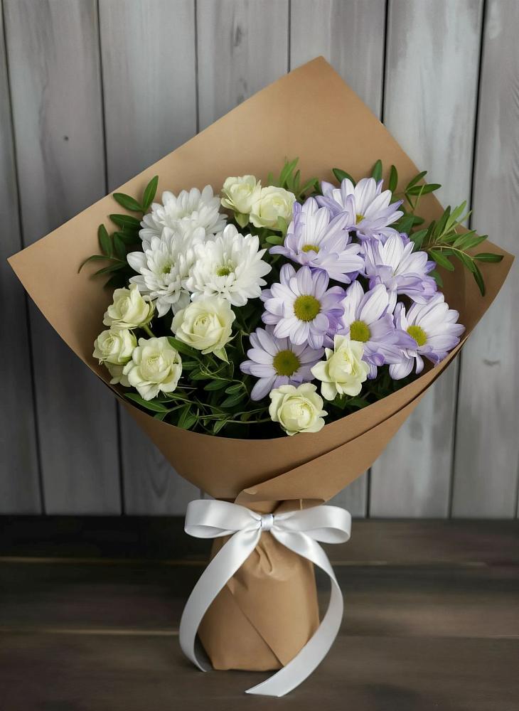 Букет цветов из: Хризантемы и Розы в Кокошкино